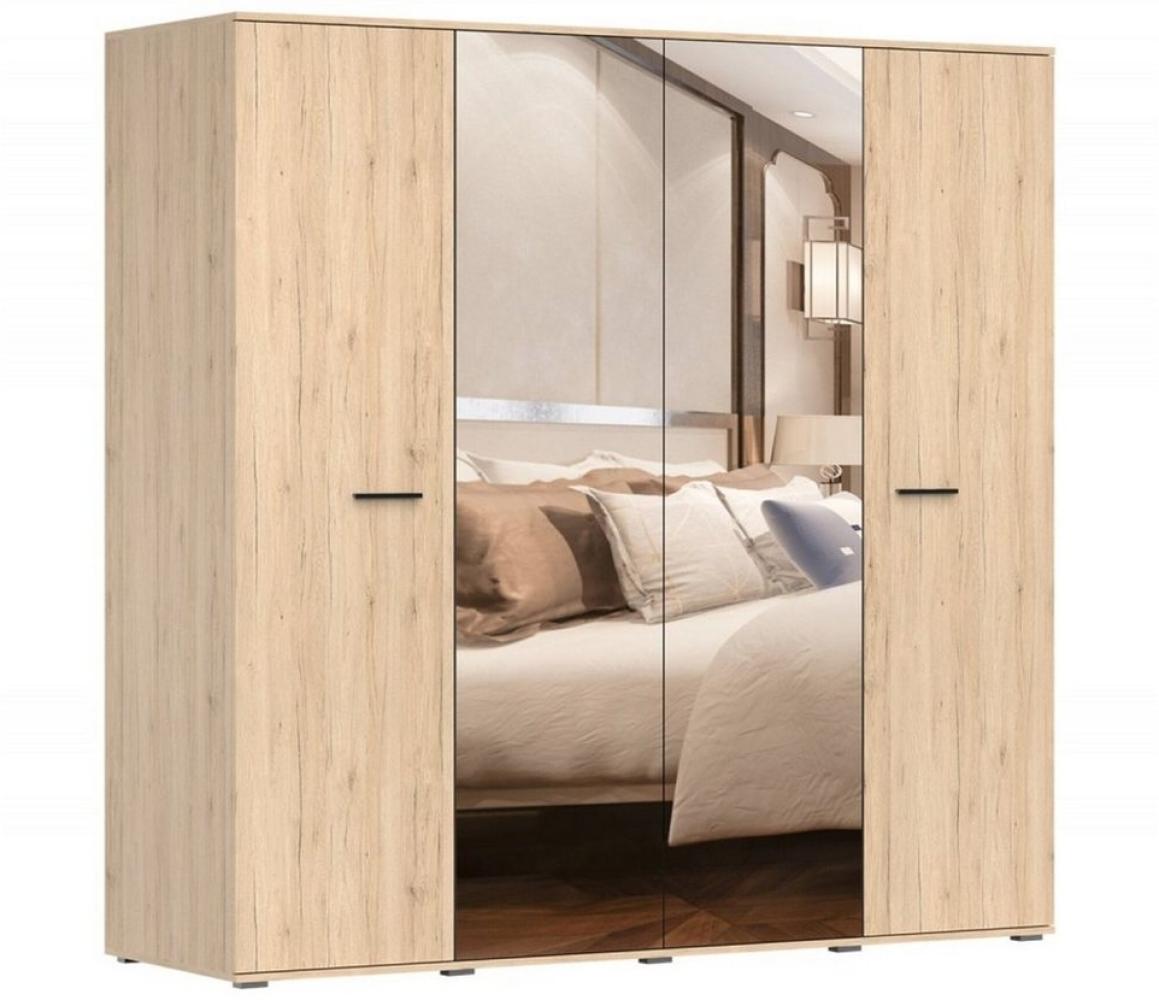 MOEBLO Kleiderschrank Logos (San Remo, Kleiderschrank 2-türig Garderobe Schlafzimmer, Falttüren Schrank mit Spiegel) (BxHxT):200x196x58cm Bild 1