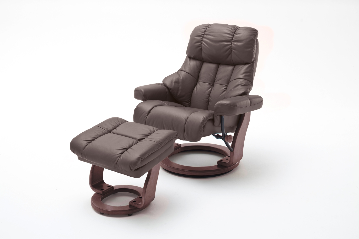 Relaxsessel Calgary XXL creme Leder mit Hocker/ Walnuss Bild 1