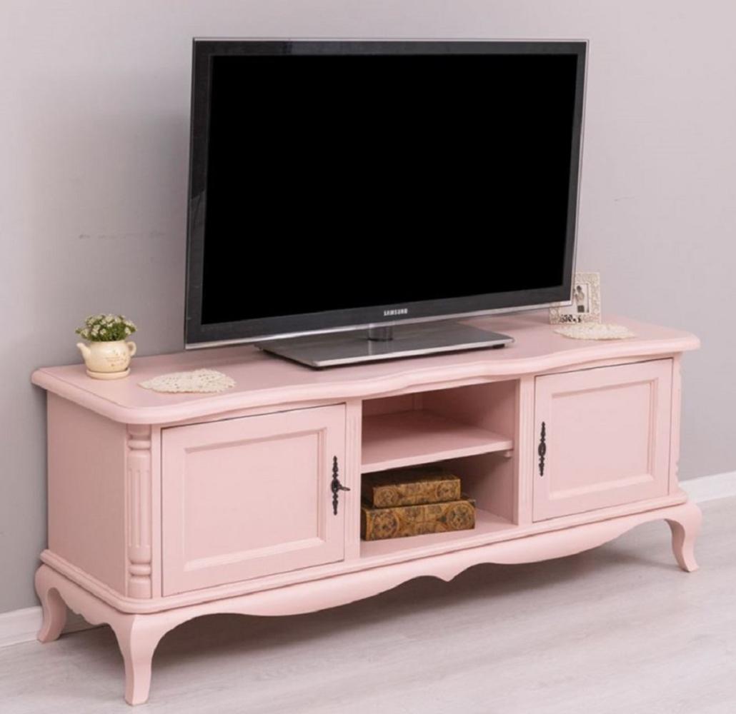 Casa Padrino Landhausstil TV Schrank Rosa 158 x 48 x H. 60 cm - Massivholz Sideboard - Landhausstil Wohnzimmer Möbel Bild 1