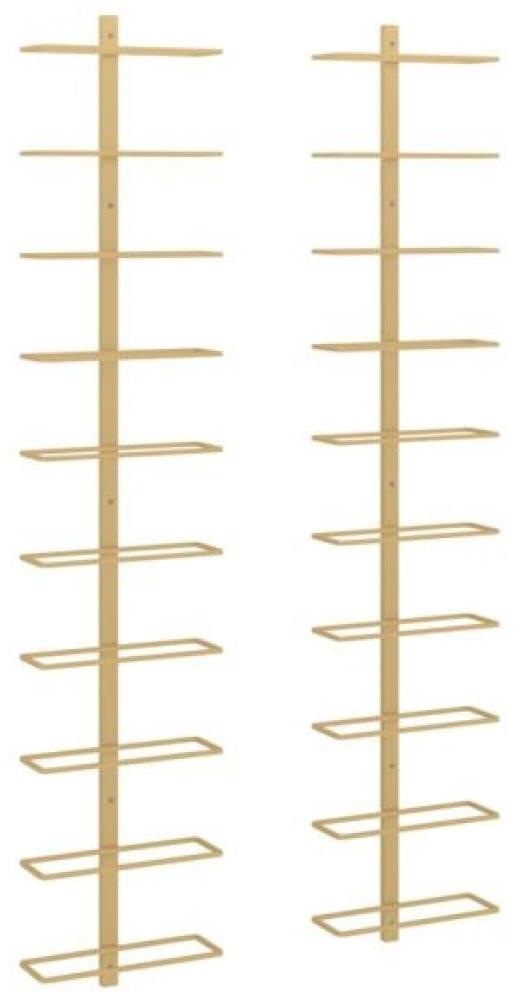 vidaXL Wand-Weinregale für 10 Flaschen 2 Stk. Golden Metall 340907 Bild 1