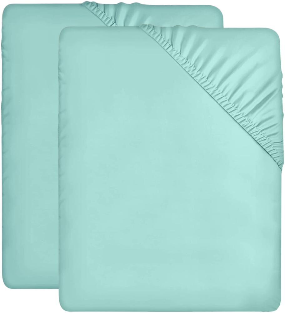 Utopia Bedding - 2er Set Spannbettlaken 160x200cm - Spa Blau - Gebürstete Mikrofaser Spannbetttuch - 35 cm Tiefe Tasche Bild 1