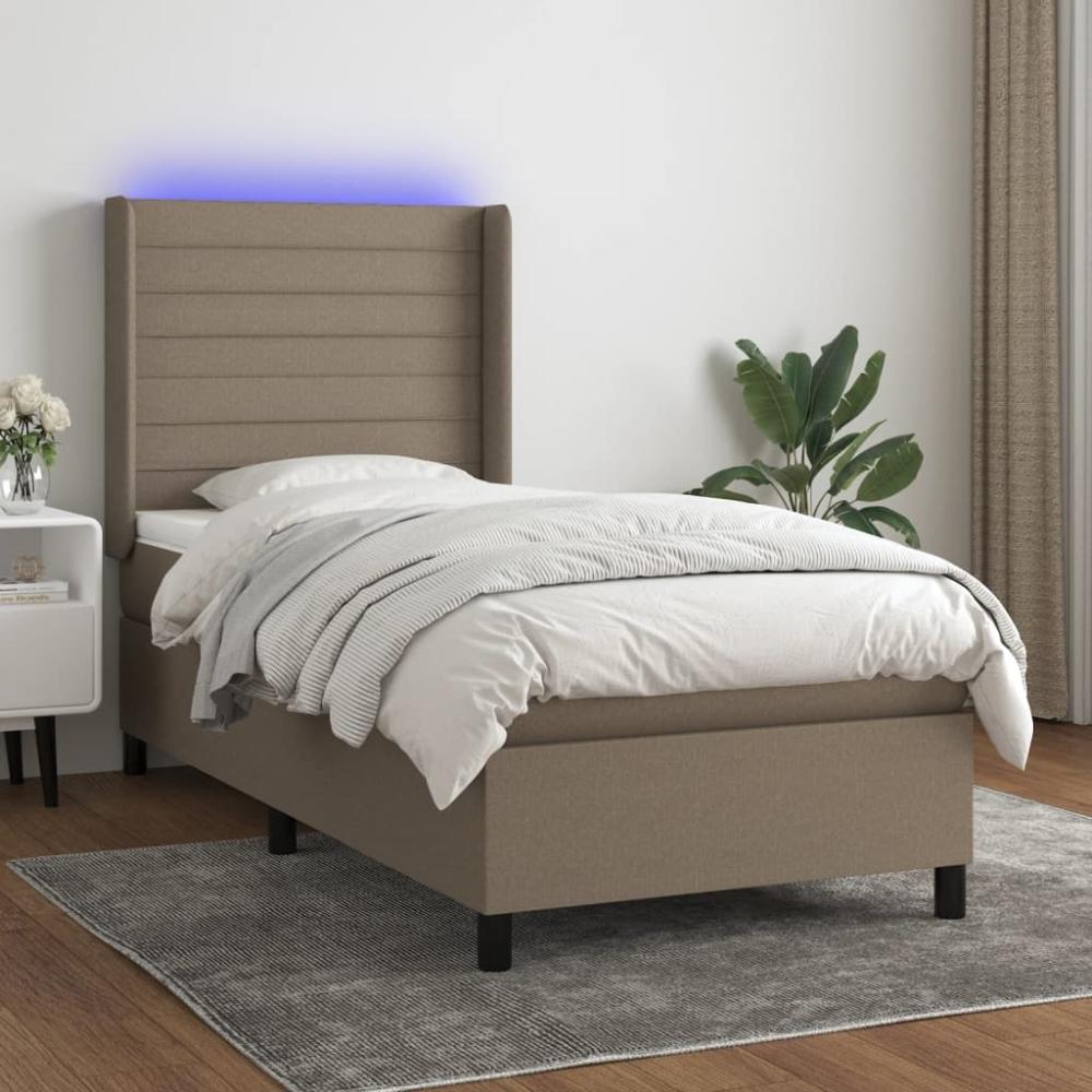 vidaXL Boxspringbett mit Matratze & LED Taupe 80x200 cm Stoff 3138353 Bild 1