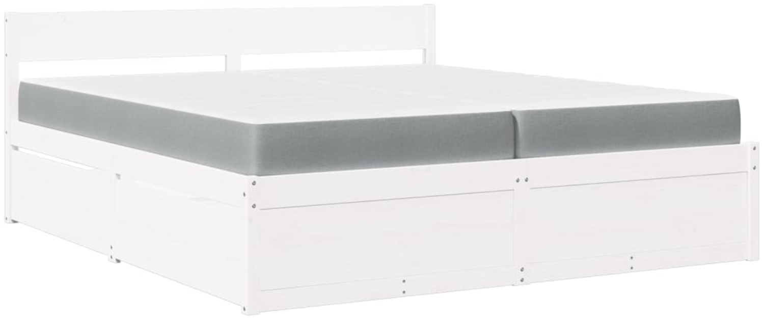 vidaXL Bett mit Schubladen und Matratze Weiß 200x200 cm Massivholz 3281887 Bild 1