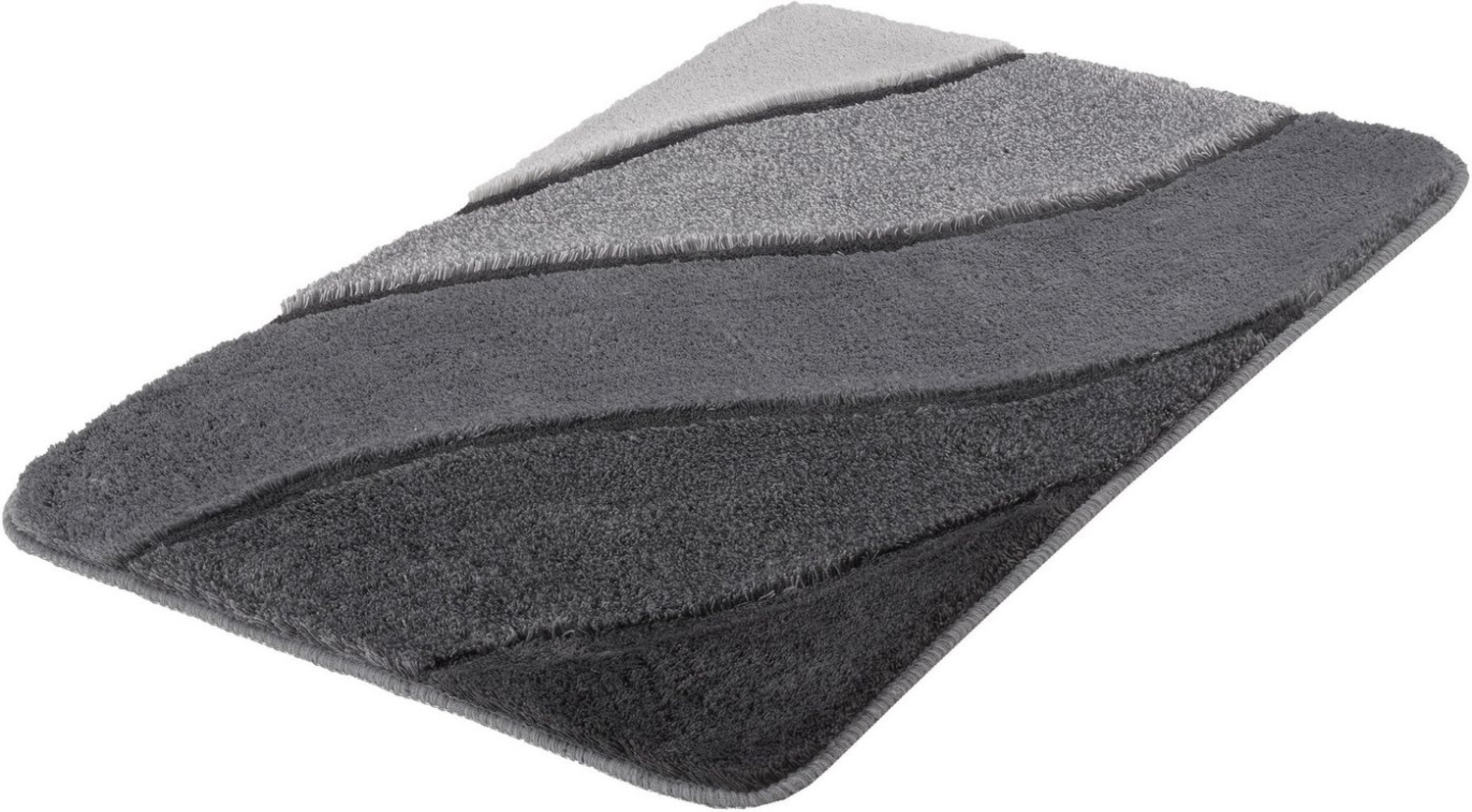 Kleine Wolke Badematte Serenade, Höhe 20 mm, rutschhemmend beschichtet, fußbodenheizungsgeeignet, Kunstfaser, rechteckig, 2er-Set 50x60 cm / 80x140 cm, Badteppich, Wellen Design, Farbverlauf, Hoch-Tief Effekt, waschbar Bild 1