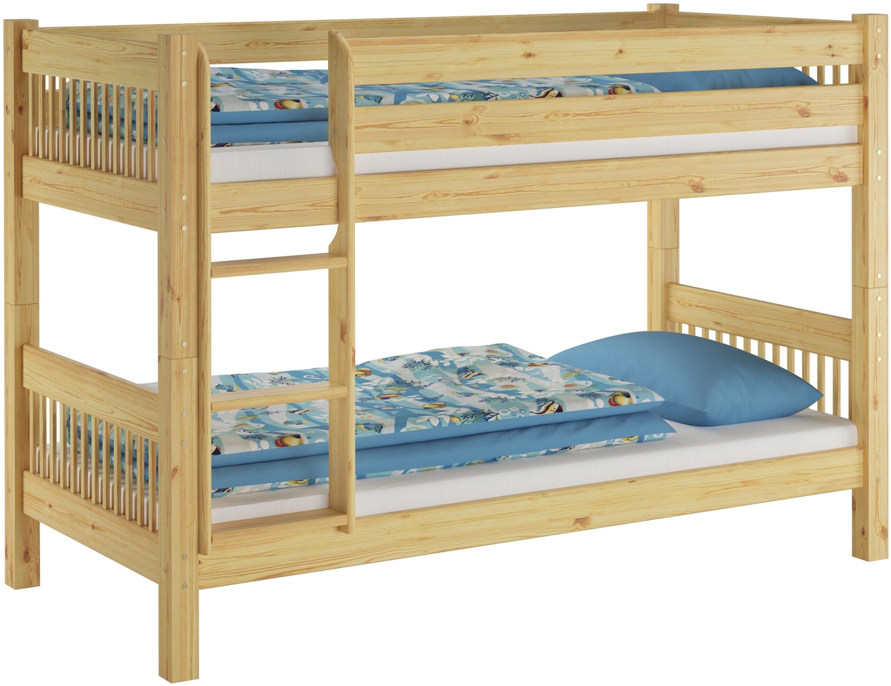 Etagenbett hoher Bettabstand massive Kiefer Zubehör wählbar Liegefläche 90x200 V-60.12-09Ni100Rollrost inkl. Bild 1