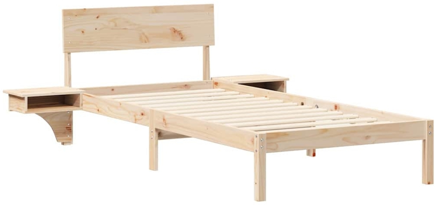 vidaXL Bettrahmen mit Kopfteil Braun 90 x 190 cm Massives Kiefernholz 873469 Bild 1