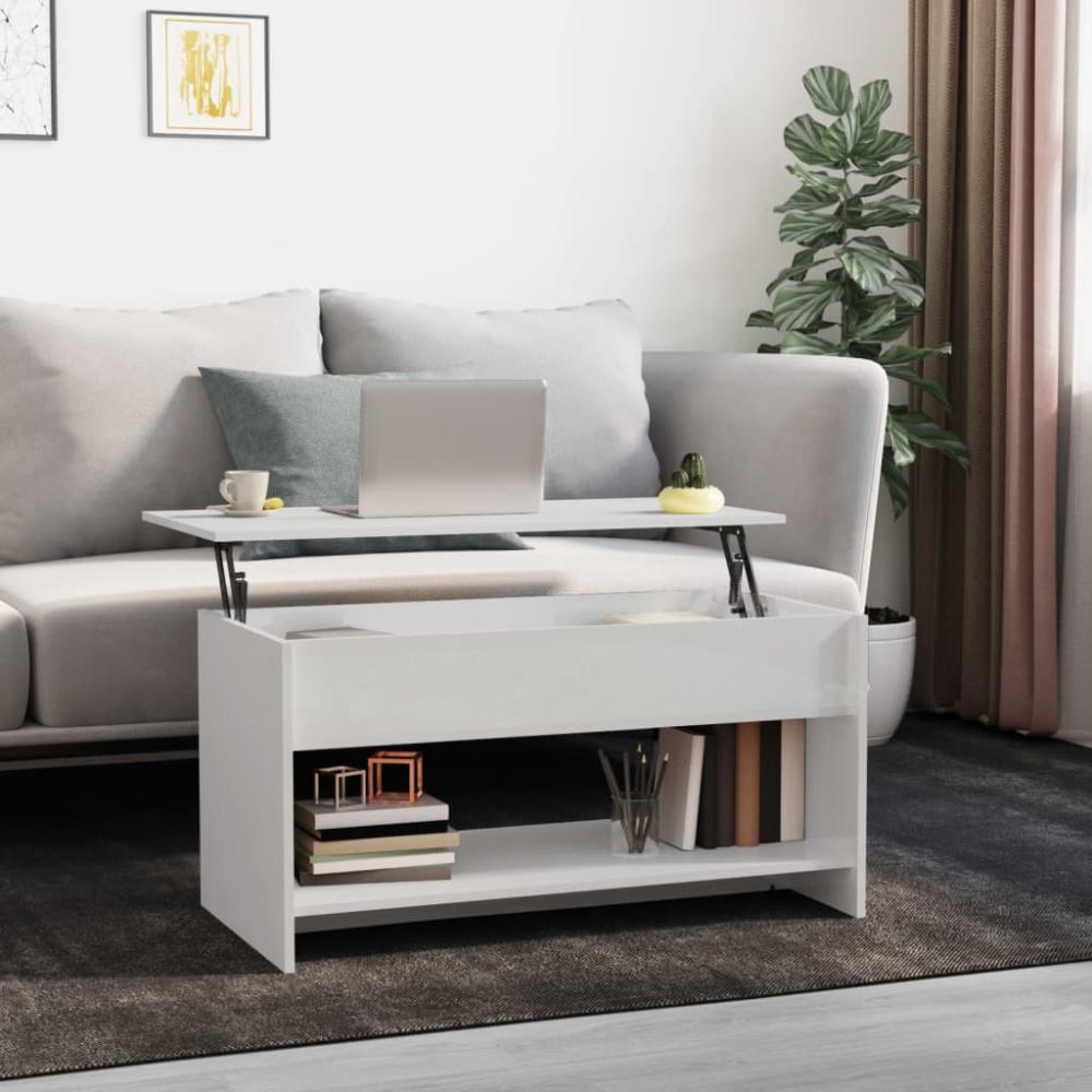vidaXL Couchtisch Hochglanz-Weiß 102x50x52,5 cm Holzwerkstoff 809653 Bild 1