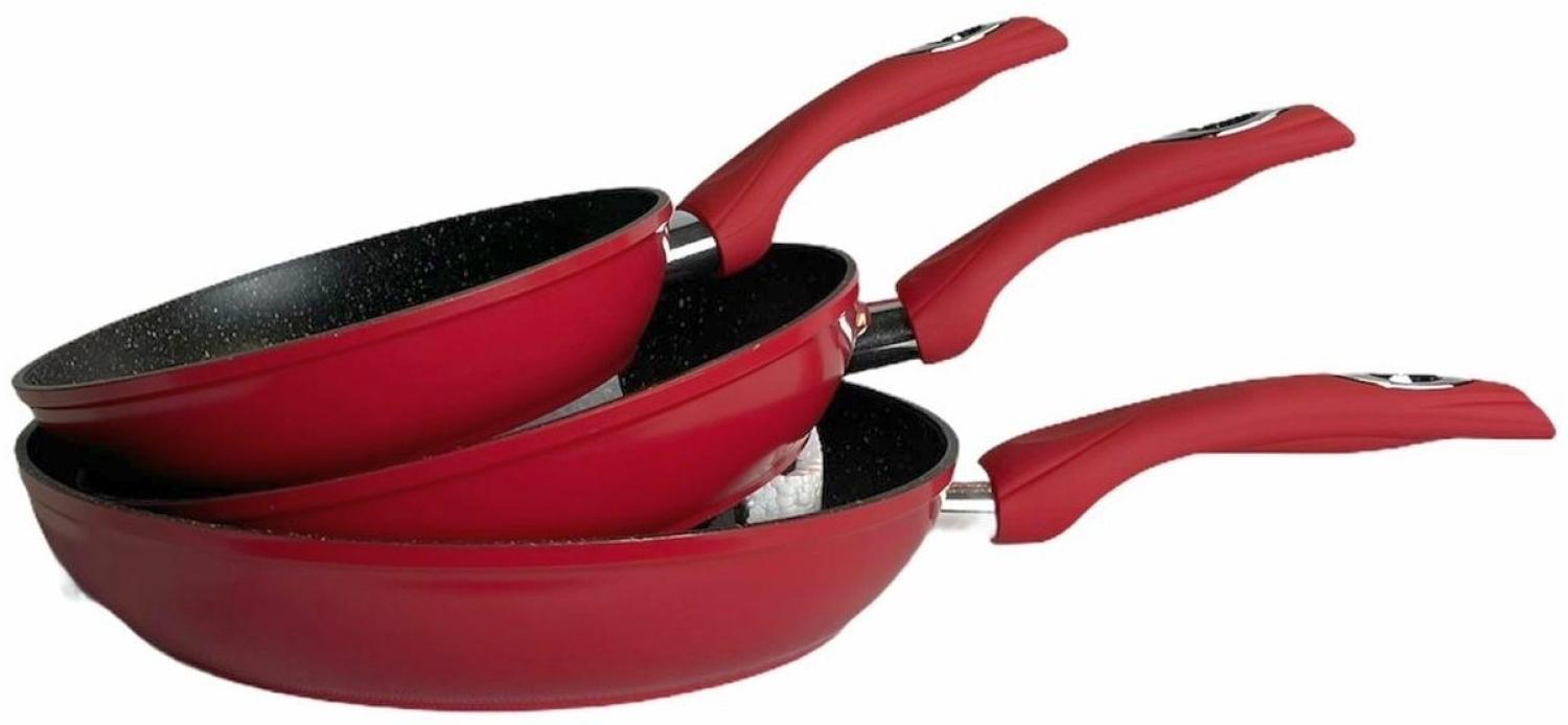 Cheffinger Pfannen-Set Bratpfanne Pfannen Set 3-tlg beschichtet Induktion Cheffinger rot, Aluminium Bild 1