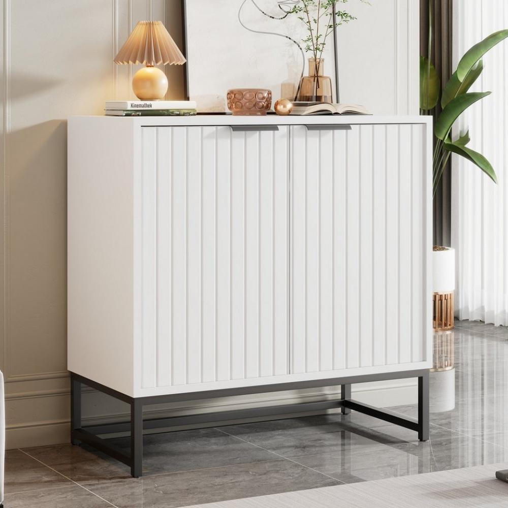 HAUSS SPLOE Schuhschrank Moderne Sideboard Kommode Standschrank Lagerung Schrank (mit 2 Türen Lagerung Schrank mit Metallgriffen und Rahmenbeinen) Bild 1