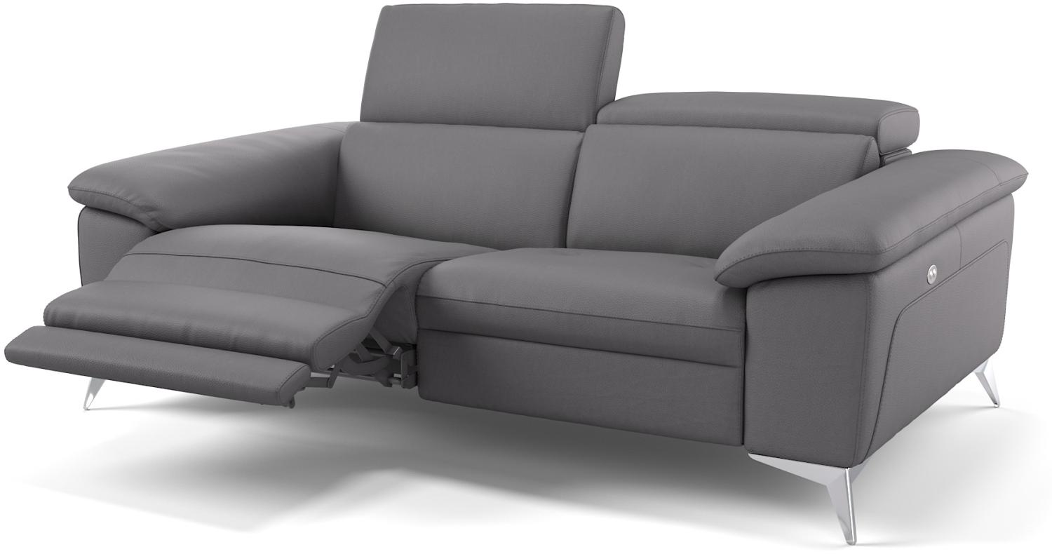 Sofanella Ledergarnitur STELLA Ledercouch 2-Sitzer Sofa in Grau Bild 1