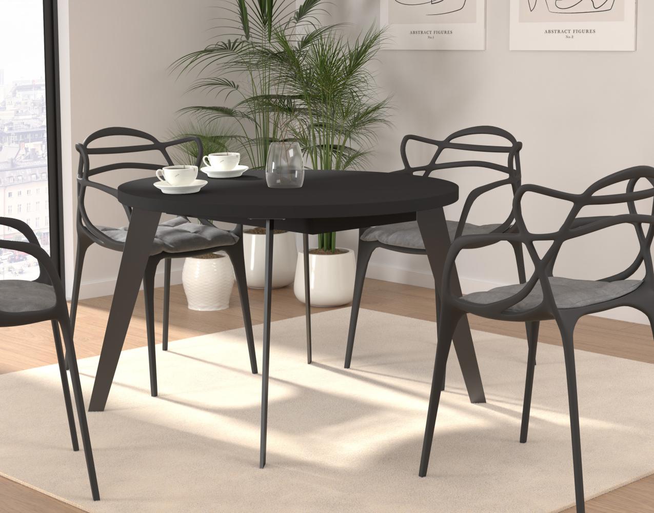 FORTE Tables Esstisch ausziehbar, Holzwerkstoff, Schwarz, 110 x 74,5 x 110 cm Bild 1