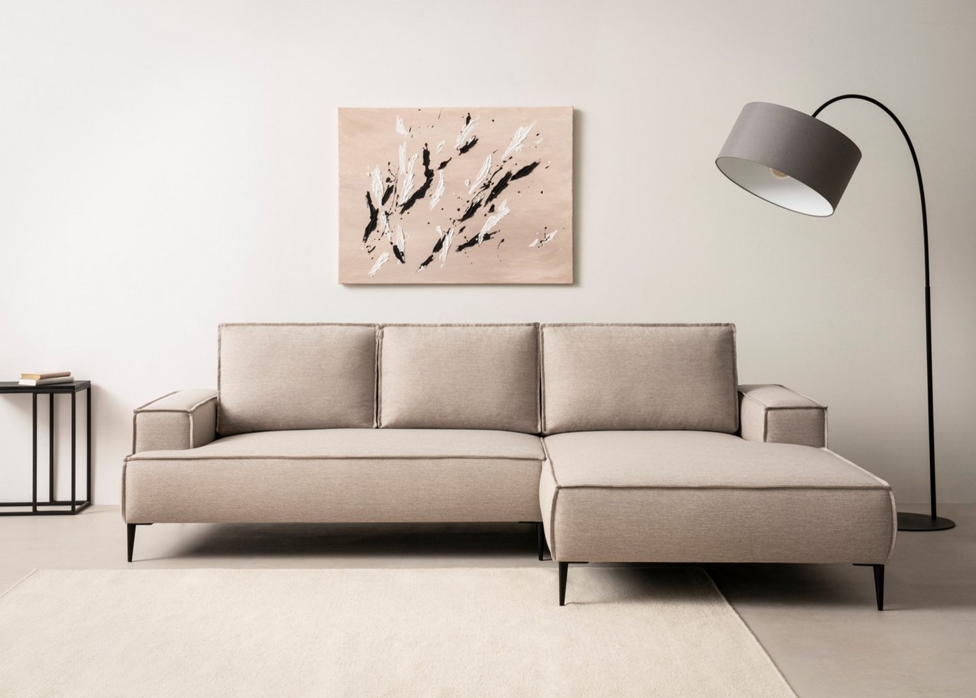 Home affaire Ecksofa TVINNU, L-Form, 275cm, in Cord und Leinenoptik, wahlweise Recamiere rechts/links, schwarze Füße, bequemer Sitzkomfort Bild 1