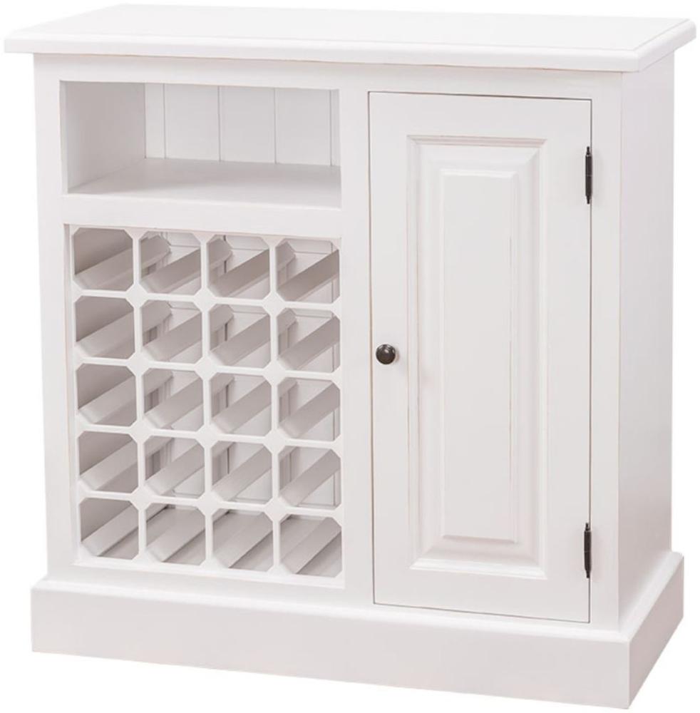 Casa Padrino Landhausstil Weinschrank Weiß 90 x 41 x H. 90 cm - Landhausstil Möbel Bild 1