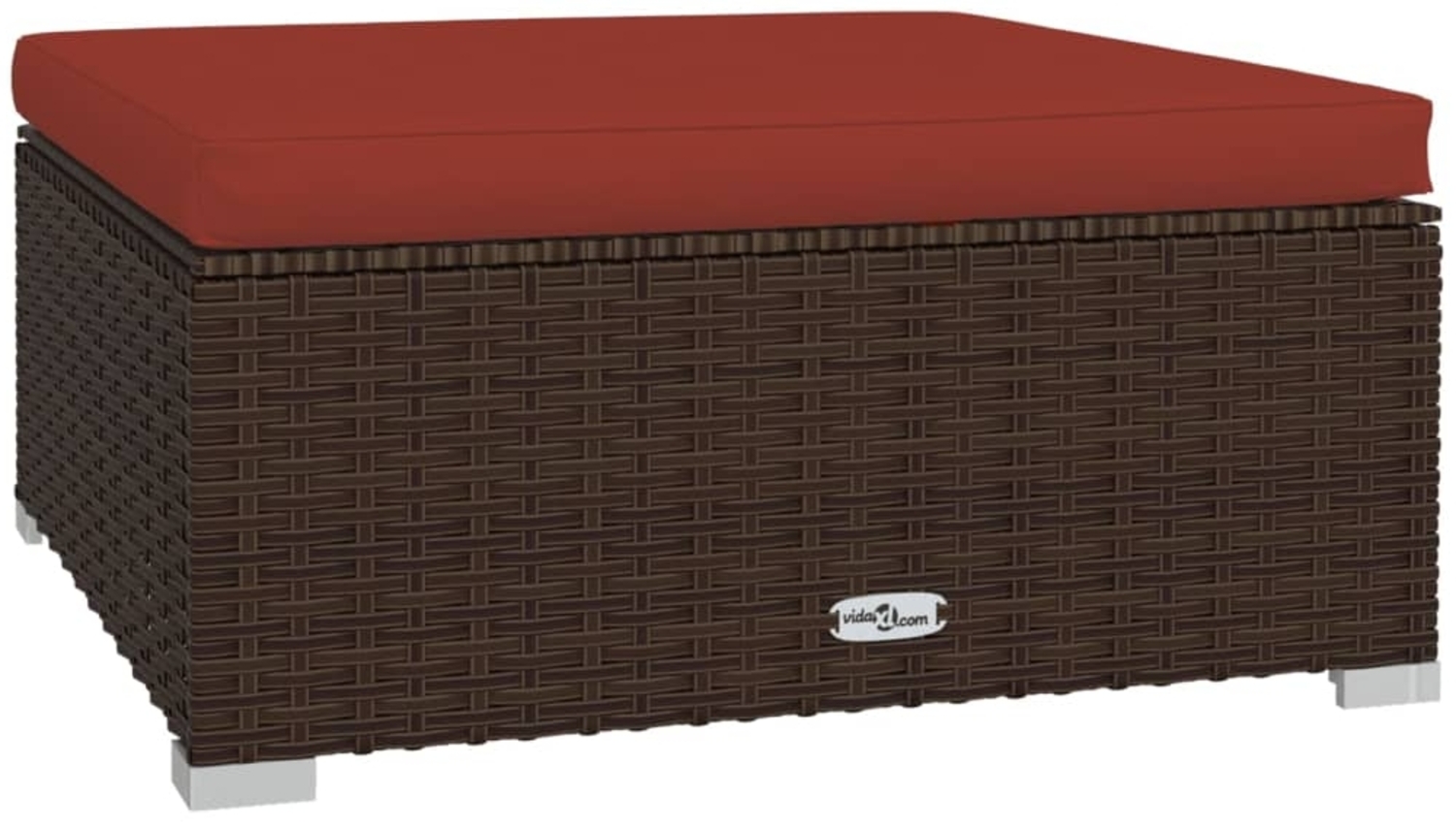 vidaXL Gartenhocker mit Kissen Braun 70x70x30 cm Poly Rattan 317547 Bild 1