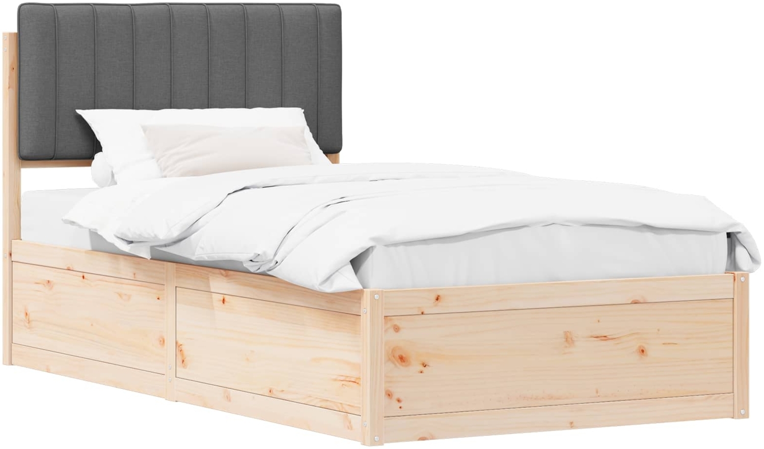 vidaXL Bettgestell mit gepolstertem Kopfteil Dunkelgrau 100x200 cm 877790 Bild 1