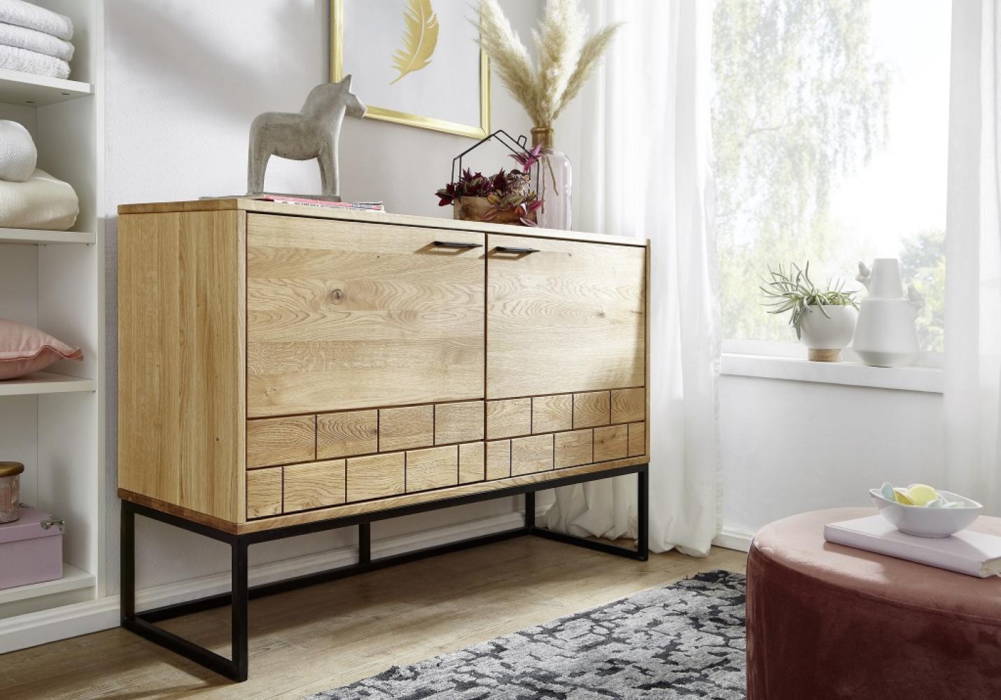Sideboard 123x82 cm 'Valetta' Eiche & Metall schwarz Bild 1