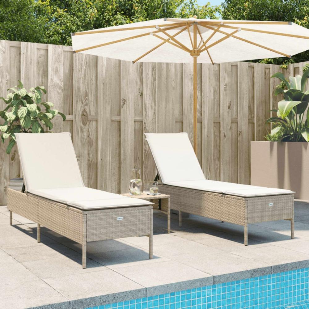 vidaXL 3-tlg. Sonnenliegen-Set mit Auflage Beige Poly Rattan 3284267 Bild 1