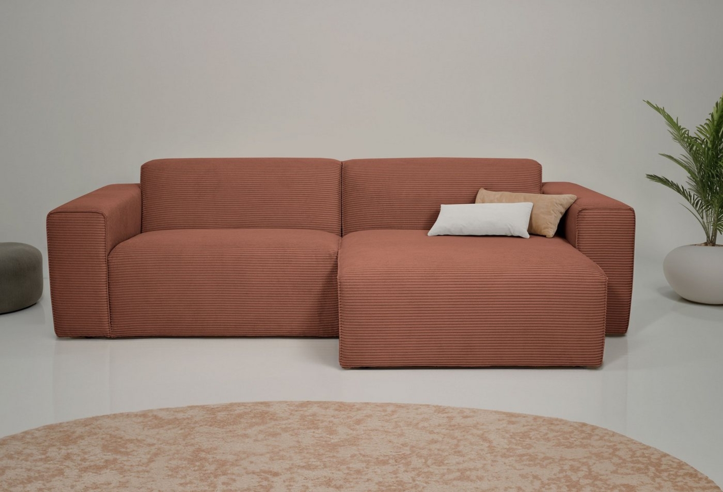 OTTO home Ecksofa Koa, 228 cm, L-Form, Modulsofa in Cord, Chenille, Struktur, Webstoff, Designsofa, weicher Lounge-Sitzkomfort, Welleunterfederung, bodentief Bild 1