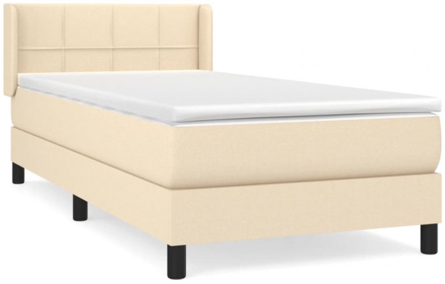 vidaXL Polsterbett mit Matratze Creme 80x200 cm Stoff, Härtegrad: H2 [3129670] Bild 1