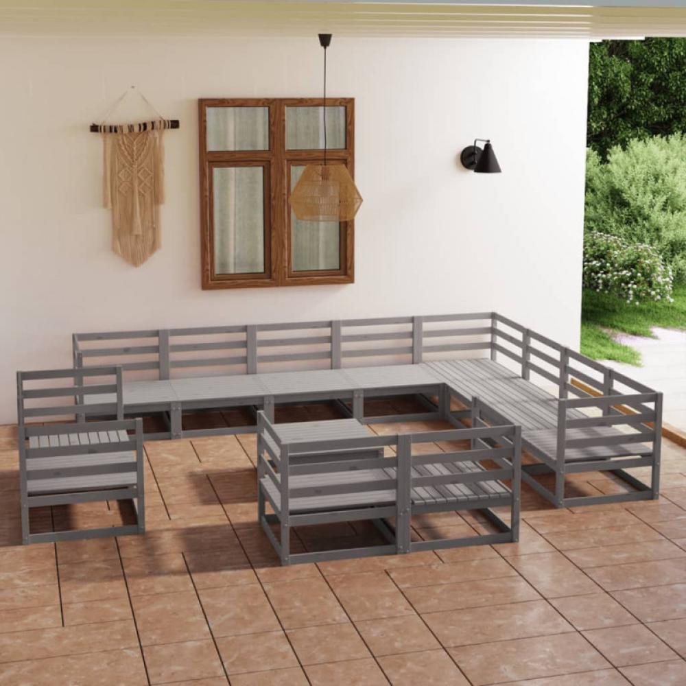 vidaXL 13-tlg. Garten-Lounge-Set Grau Kiefer Massivholz 3075961 Bild 1