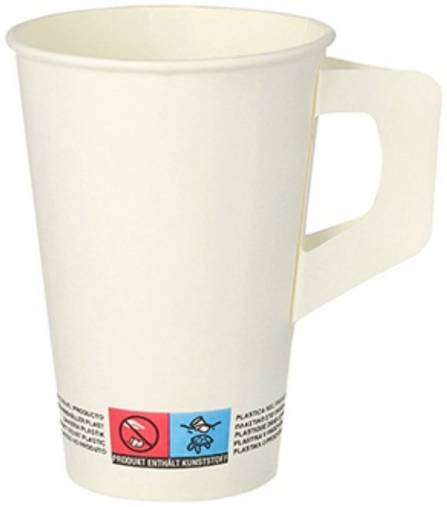 80 Trinkbecher mit Henkel, Pappe 0,2 l Ø 7 cm · 9,7 cm weiss Bild 1