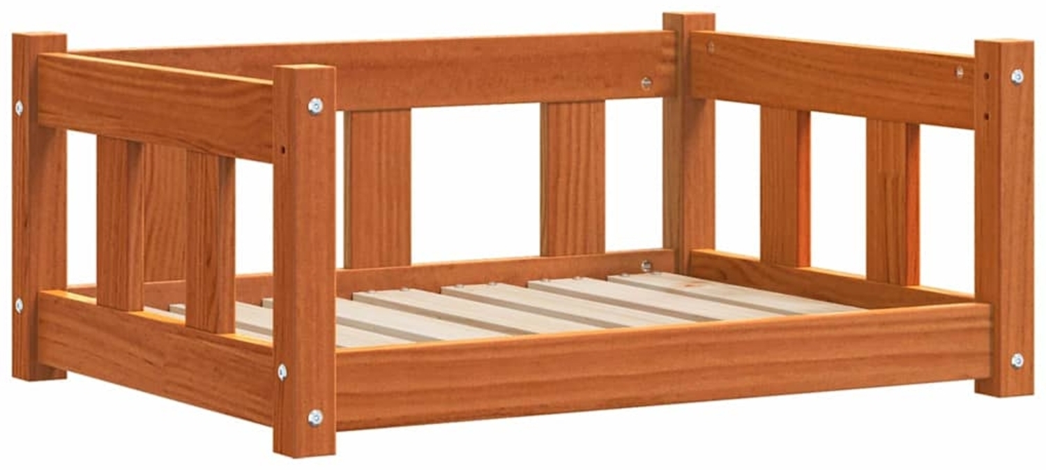 vidaXL Hundebett Wachsbraun 65,5 x 50 x 28 cm Massives Kiefernholz 869883 Bild 1