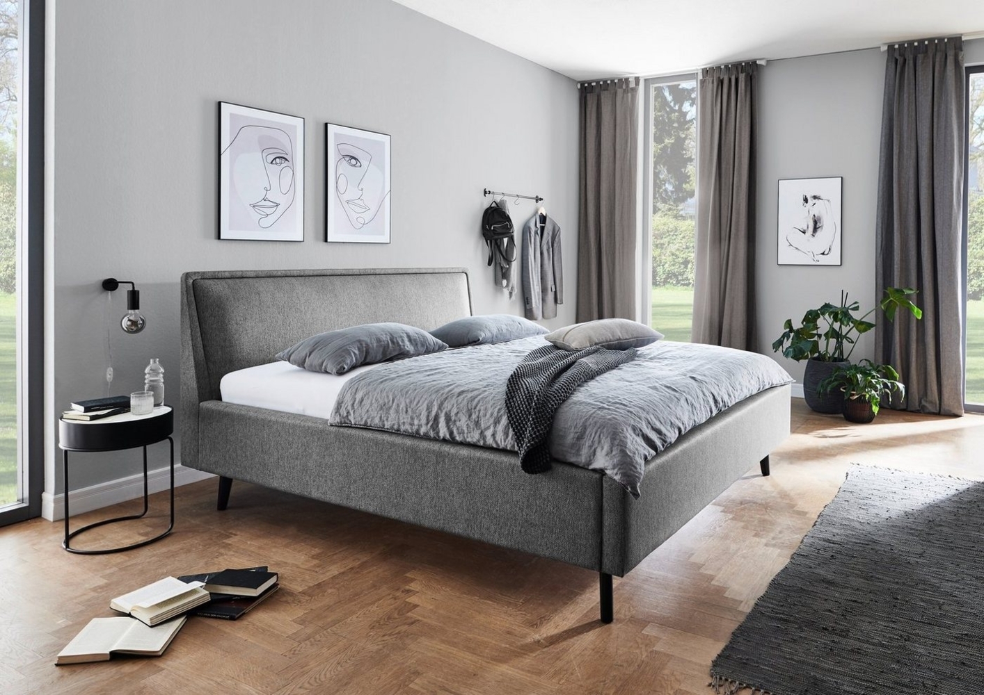Polsterbett Frieda mit Bettkasten - Stoff Grau Bild 1