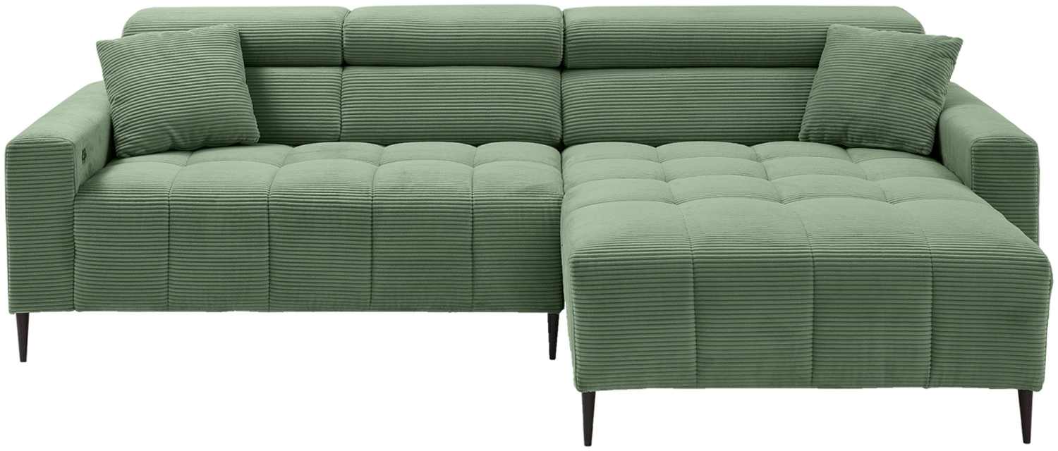 SIMPLE Longchair-Sofa, Bezug:Feincord grün Type004 PG1 Fuß Metall schwarz,Ottomane rechts Bild 1