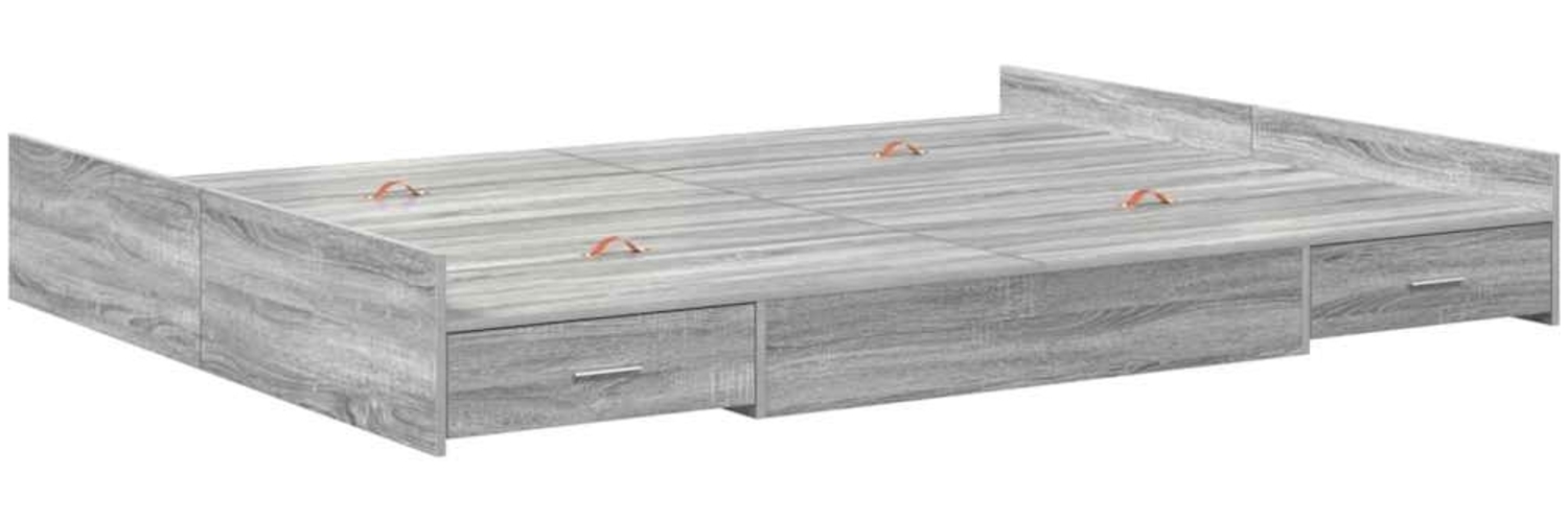 vidaXL Aufbewahrungsbettgestell Graues Sonoma 140 x 190 cm 3335314 Bild 1