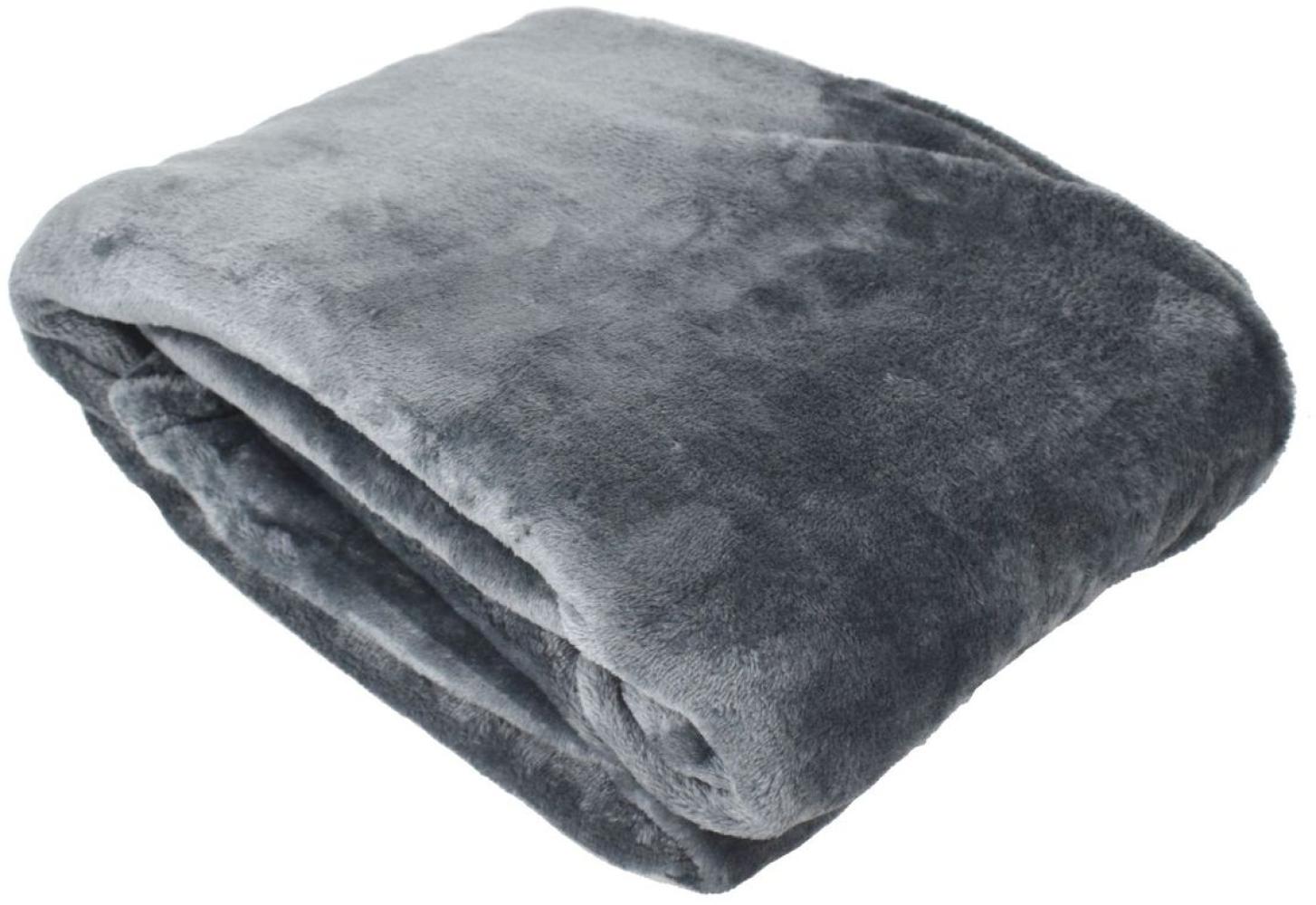 Flanell Kuscheldecke 150x200cm Wohndecke aus 6 Uni Farben Couchdecke Sofadecke anthrazit Bild 1