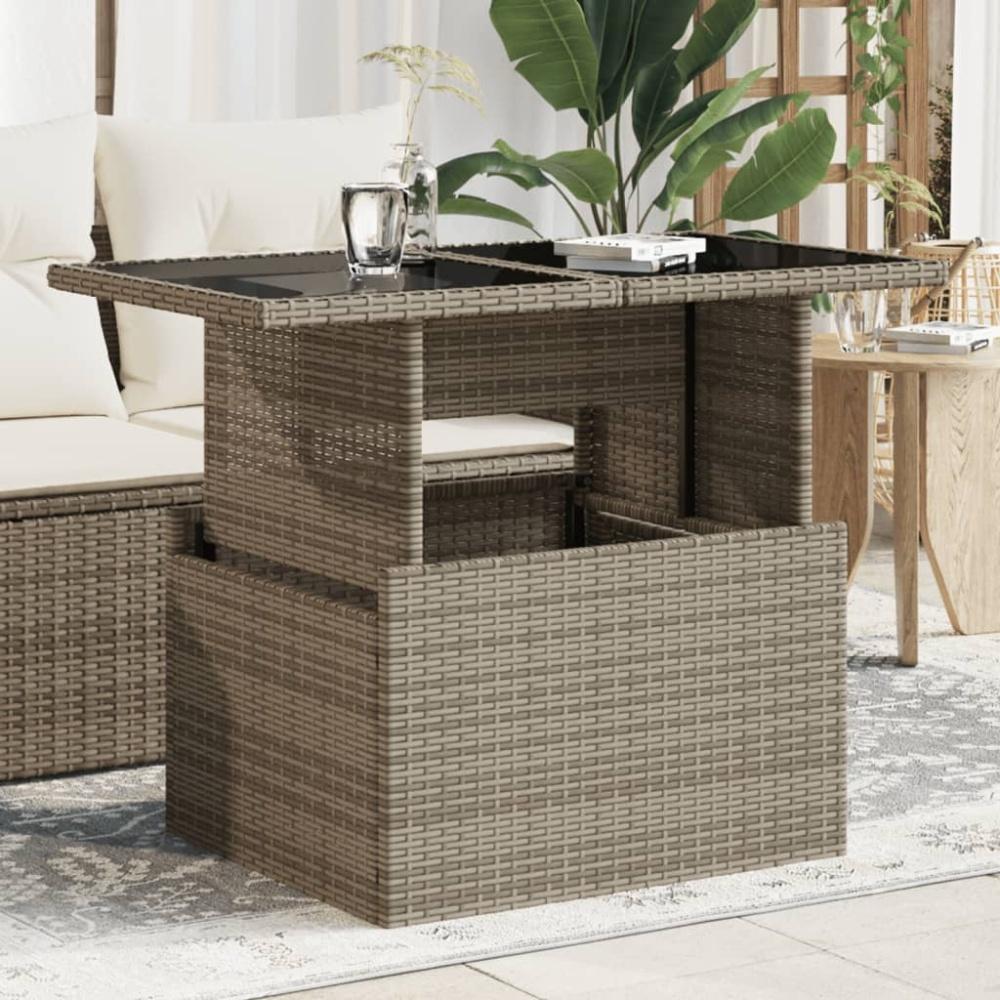 vidaXL Gartentisch mit Glasplatte Grau 100x55x73 cm Poly Rattan 366121 Bild 1