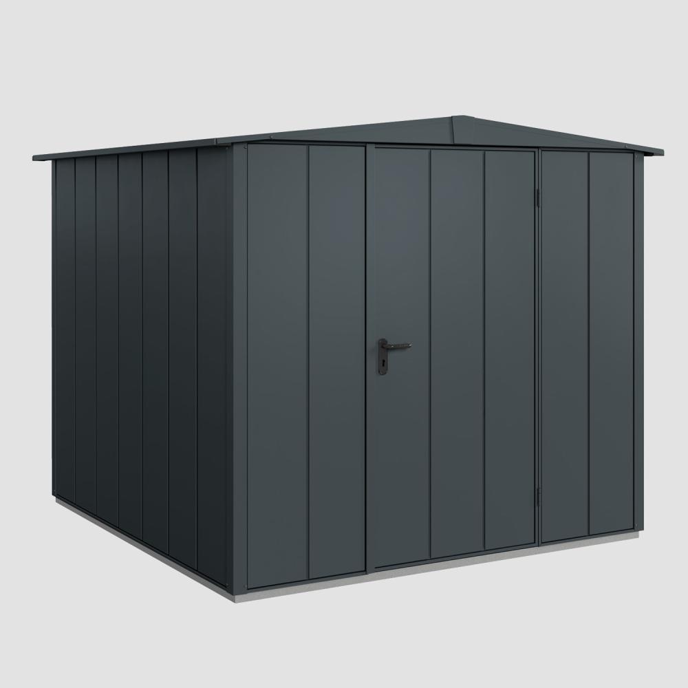 Hörmann Ecostar Metall-Gerätehaus Elegant mit Satteldach Typ 2, 238 x 238 cm , anthrazitgrau, 5,7 m²,1-flüglige Tür Bild 1