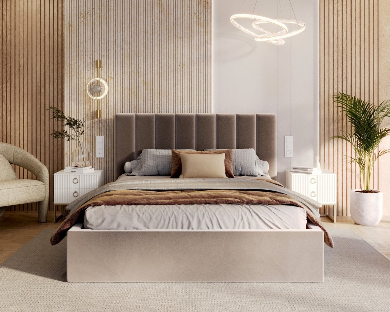 FDM Polsterbett Stauraumbett Bettgestell 90x200, 120x200, 140x200, 160x200, 180x200cm (MADE IN EU - mit hochwertigem Velours Bezug, Bettrahmen, Bett, Optional mit Matratze bestellbar, mit großen gepolsterten Kopfteil, mit Bettkasten zum aufklappen), Me... Bild 1