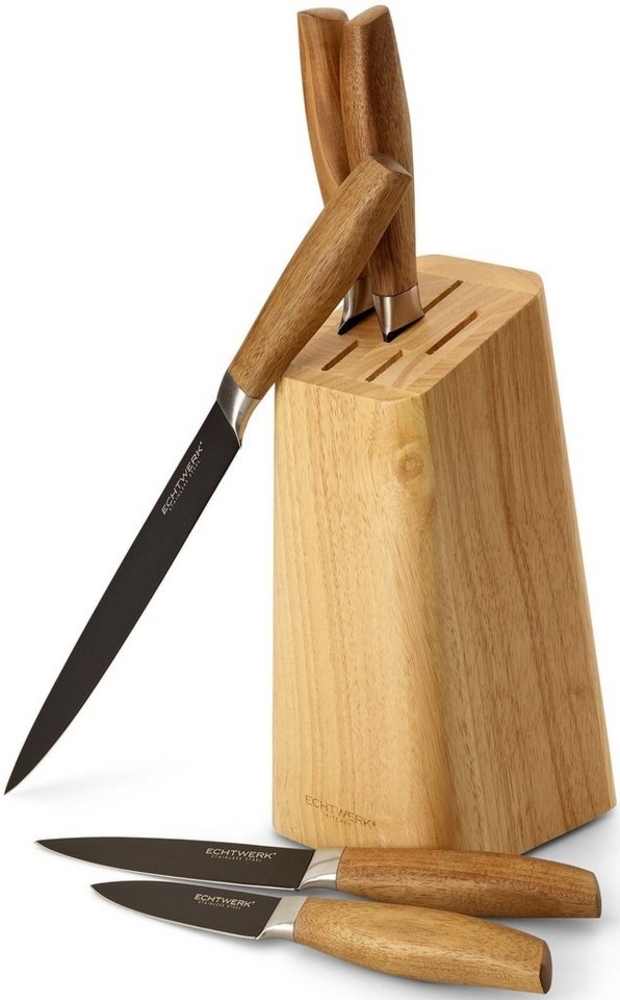 ECHTWERK Messer-Set Classic (Set, 6-tlg), aus hochwertigem Stahl, Messerblock aus Pakkaholz, Black-Edition Bild 1