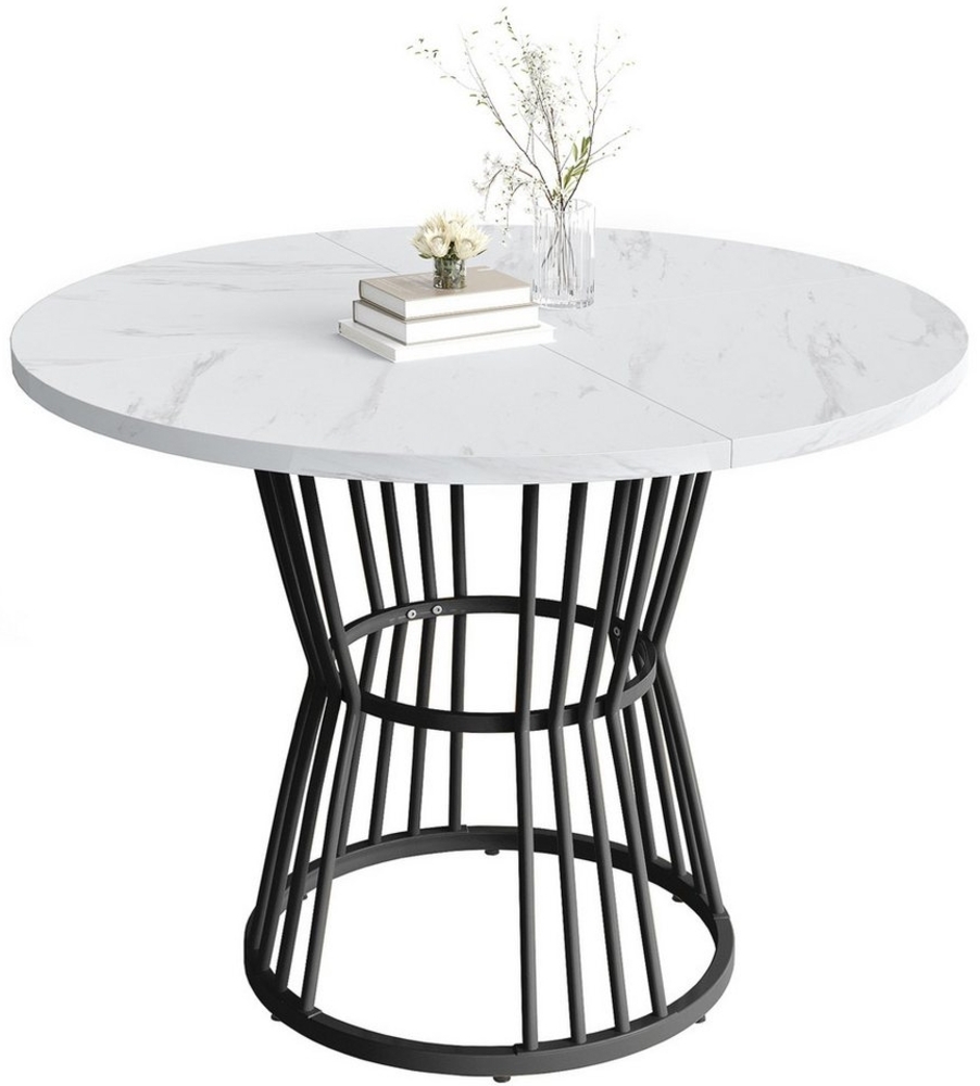 MODFU Esstisch im Marmoroptik mit Metallrahmen (Schreibtisch, Arbeitstisch, 1-St, mit stabilen Stahlrahmen), Geeignet für Küche, Esszimmer, Wohnzimmer Bild 1