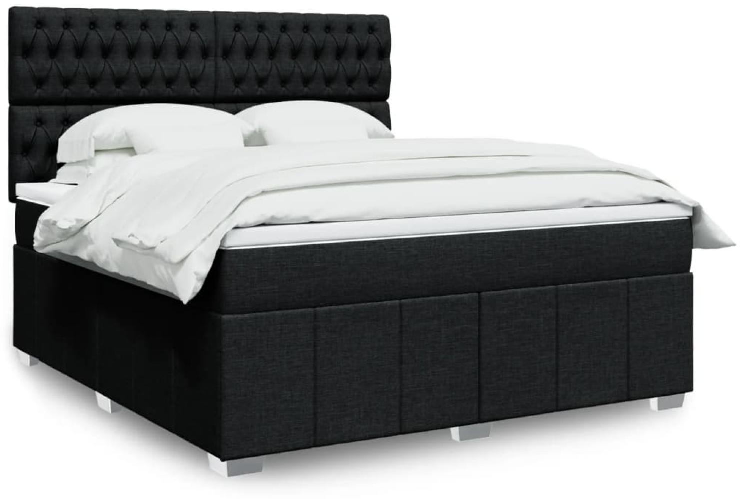 vidaXL Boxspringbett mit Matratze Schwarz 180x200 cm Stoff 3294056 Bild 1