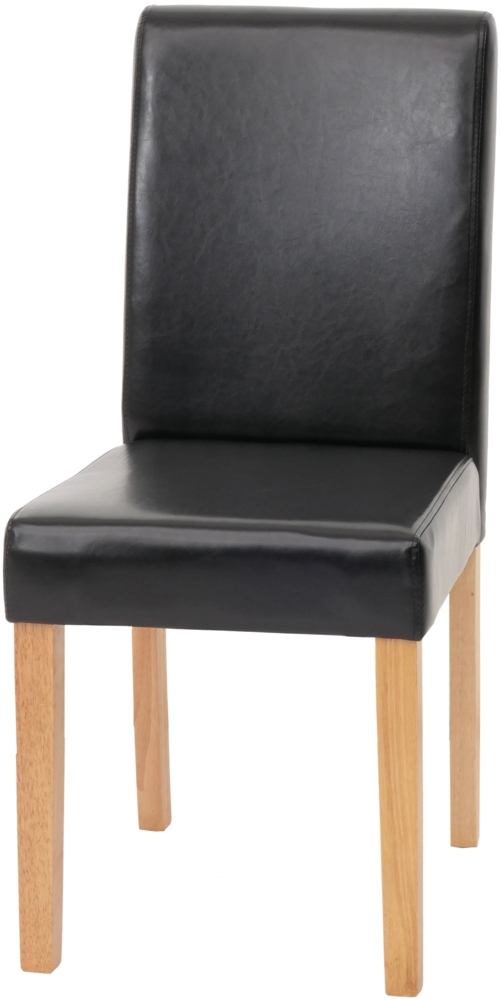 Esszimmerstuhl Littau, Küchenstuhl Stuhl, Kunstleder ~ schwarz, helle Beine Bild 1