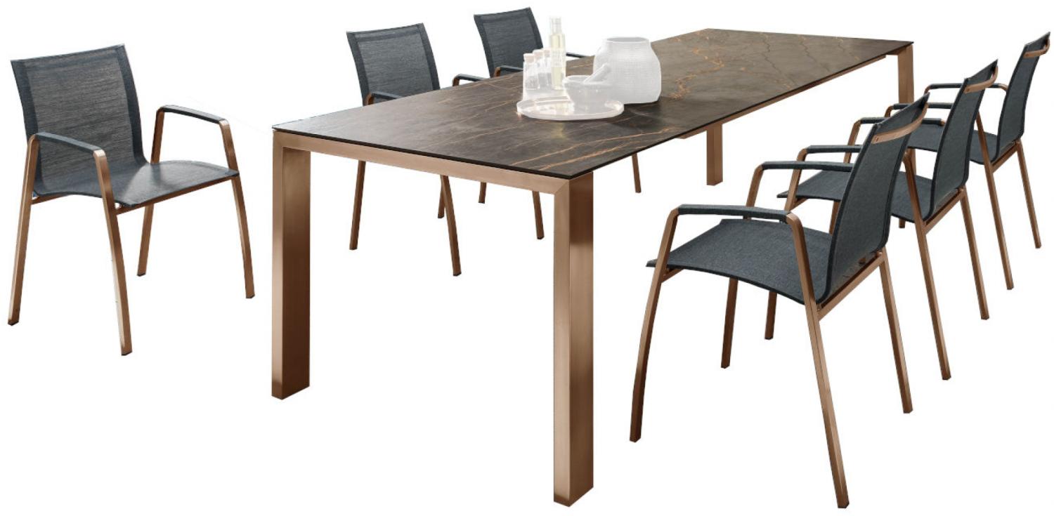 SIT Mobilia 7-tlg Sitzgruppe Olympia Oslo Tinto Edelstahl Kupfer cobre 210/270x95 cm Bild 1