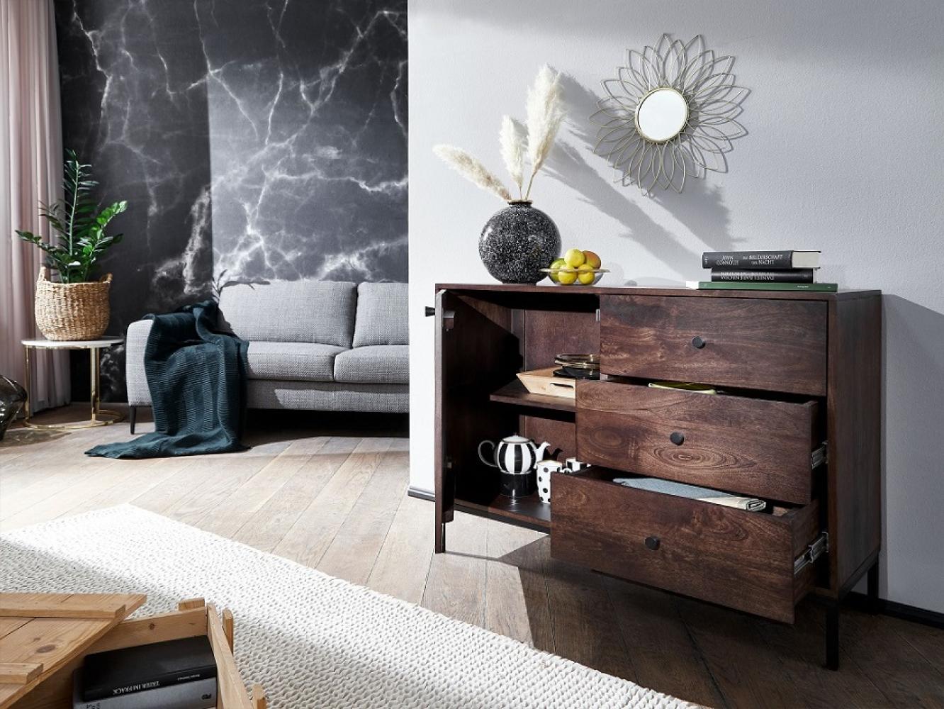 Kommode 110x80 cm 'Bologna' Mango massiv WZ-0564 Bild 1
