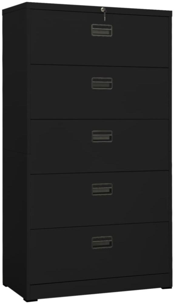 Aktenschrank Schwarz 90x46x164 cm Stahl Bild 1