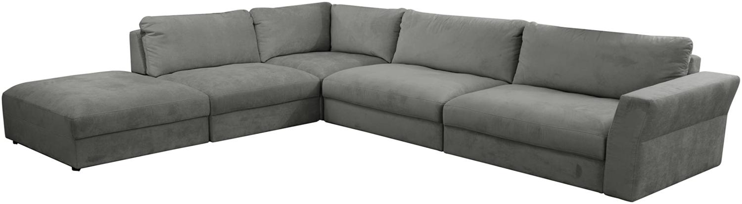 CAVADORE XXL-Eckcouch Cannes / Riesige, moderne Lounge-Sofagarnitur mit verstellbaren Rückenteilen / 359 x 80 x 294 / Flachgewebe, Grau Bild 1