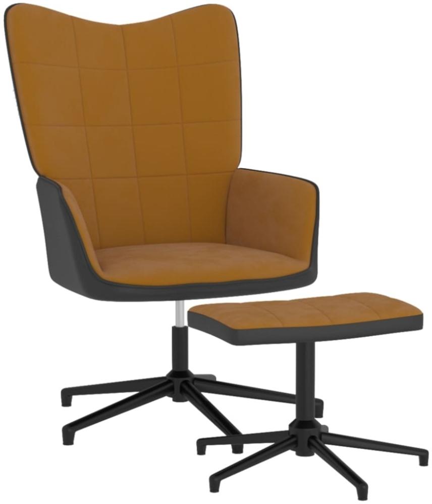 vidaXL Relaxsessel mit Hocker Braun Samt und PVC 327850 Bild 1