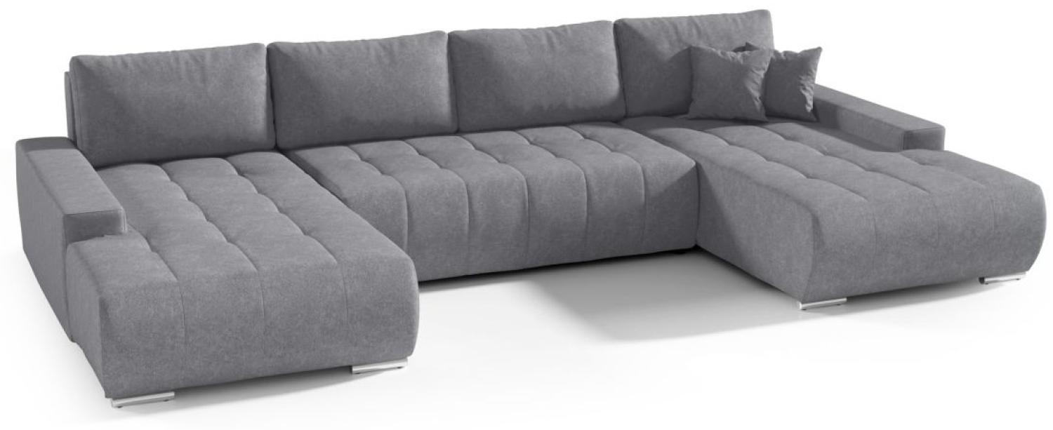 Wohnlandschaft Sofa mit Schlaffunktion VOGAR Stoff Aston Dunkelgrau Bild 1