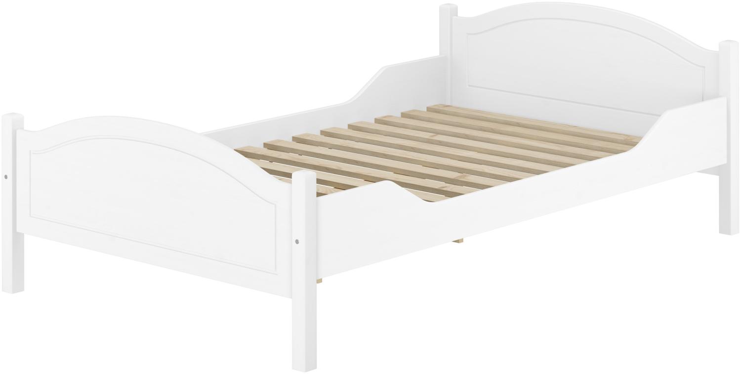 Einzelbett Kiefer weiß 120x200 Bettrahmen Singlebett Zubehör wählbar V-60.30W-12Rollrost inkl. Bild 1