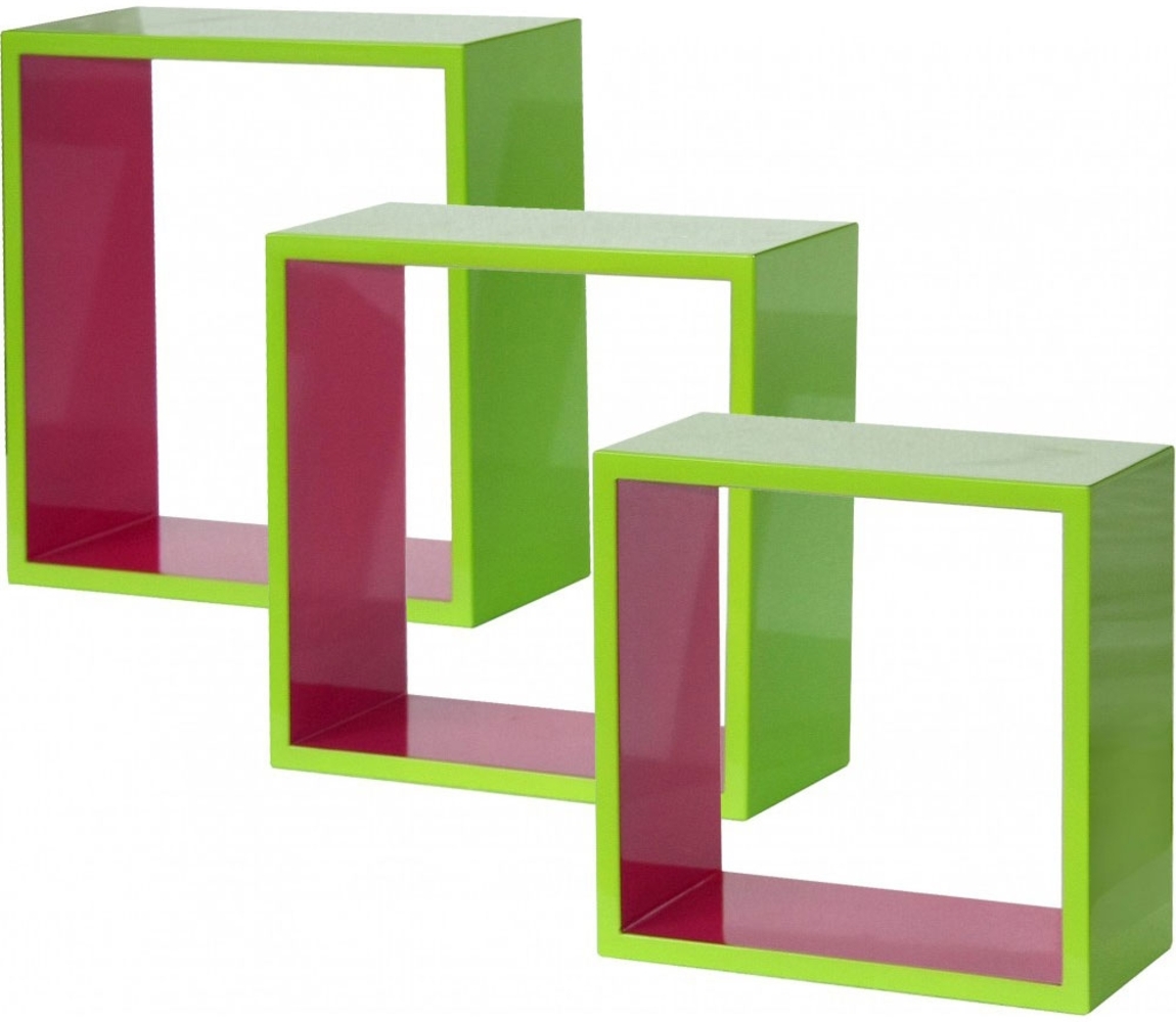 3 teiliges Regal in den Farben hellgrün und pink Bild 1