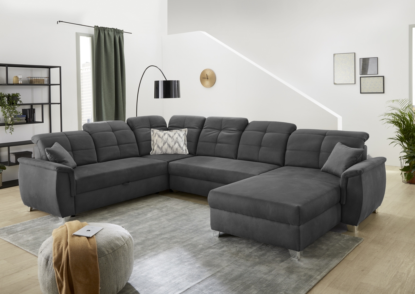 Job 'Livorno KPL' Wohnlandschaft, Microfaser bedruckt dunkelgrau Bild 1