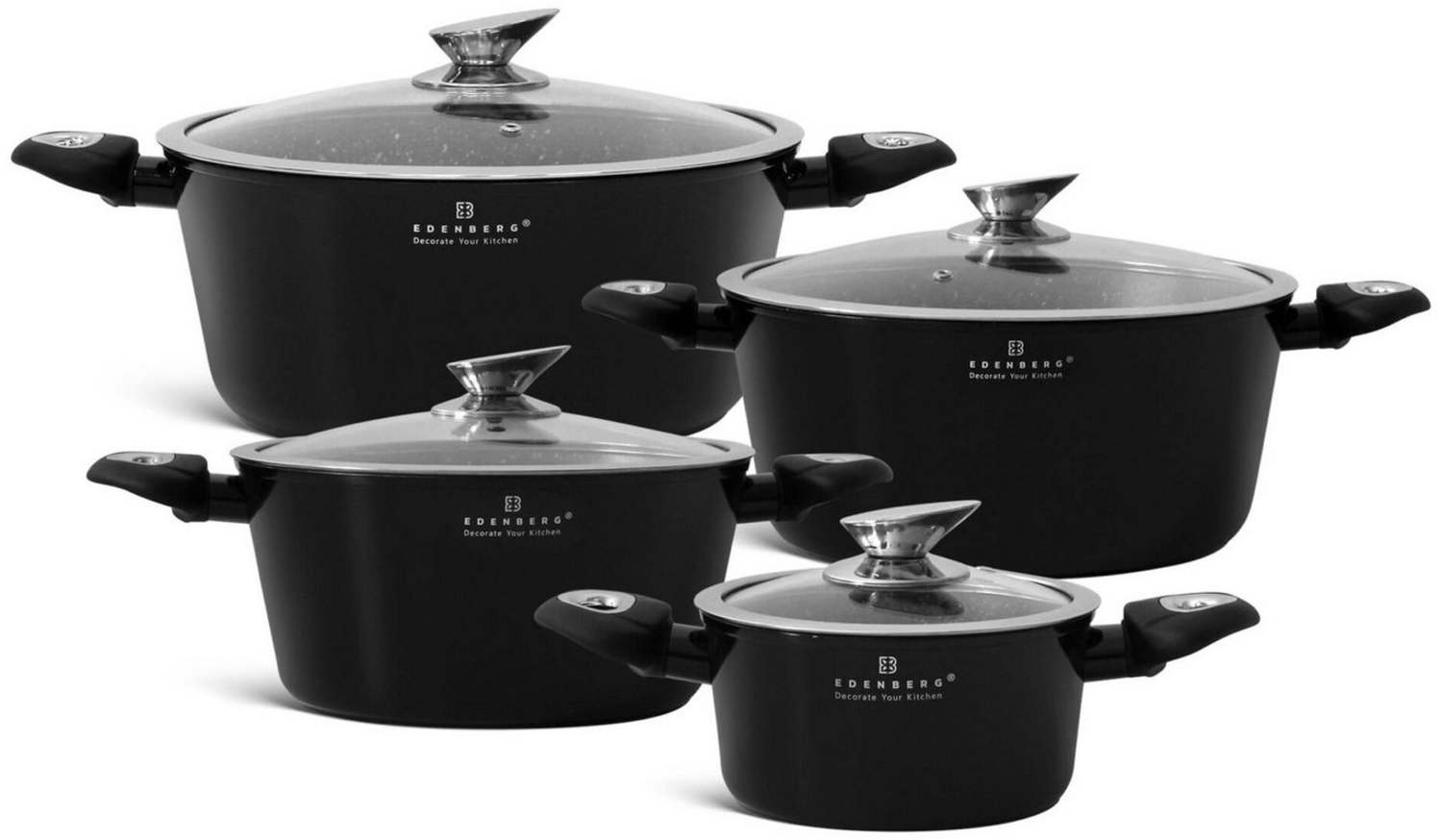 Edenberg Topf-Set Modernes 8-teiliges Topfset, schwarze Töpfe, Induktion, Aluminium, Keramik (8-tlg, Zeitloses Design des Topfsets. Eine ideale Geschenkidee) Bild 1