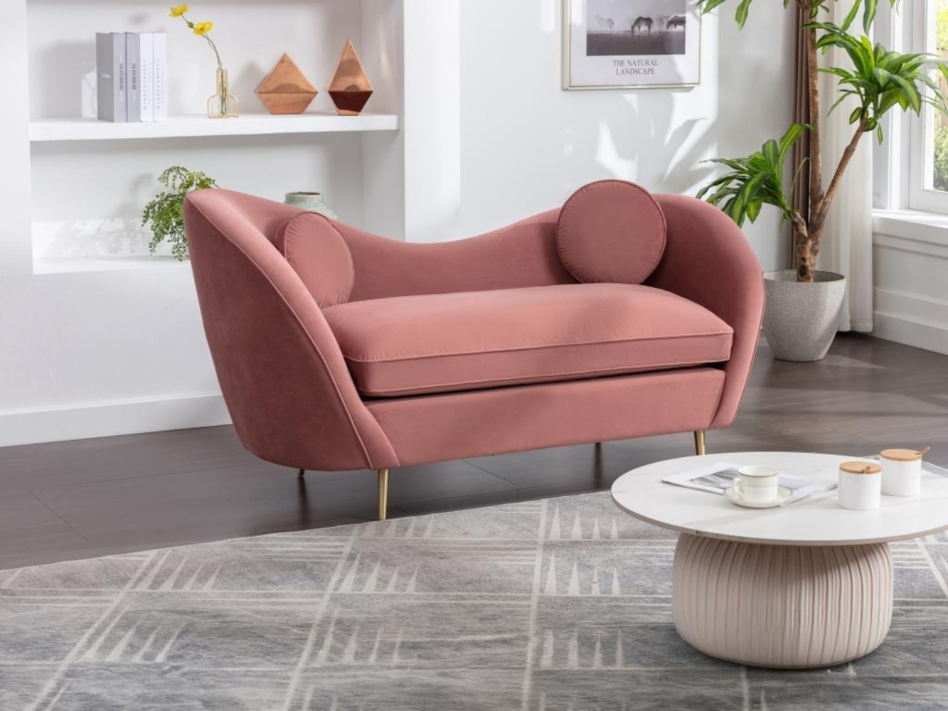 Vente-unique - Sofa 2-Sitzer - Samt - Rosa - ORMARA Bild 1