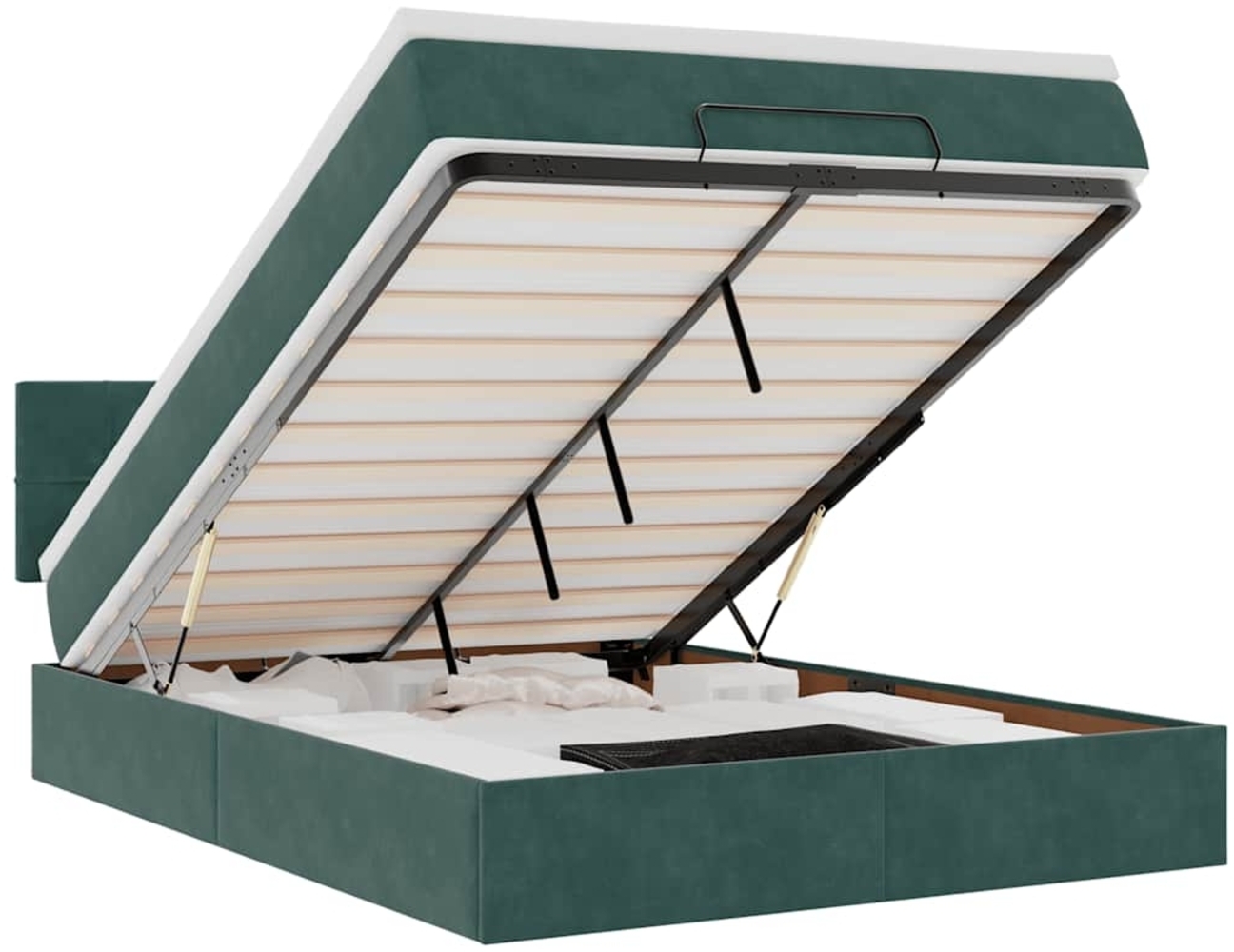 vidaXL Ottoman-Bett mit Matratze Dunkelgrün 140x190 cm Samt 3311774 Bild 1