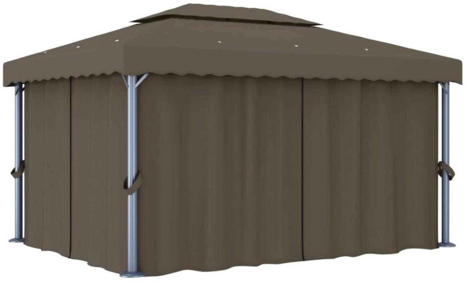 vidaXL Pavillon mit Vorhang 4x3 m Taupe Aluminium 3067050 Bild 1